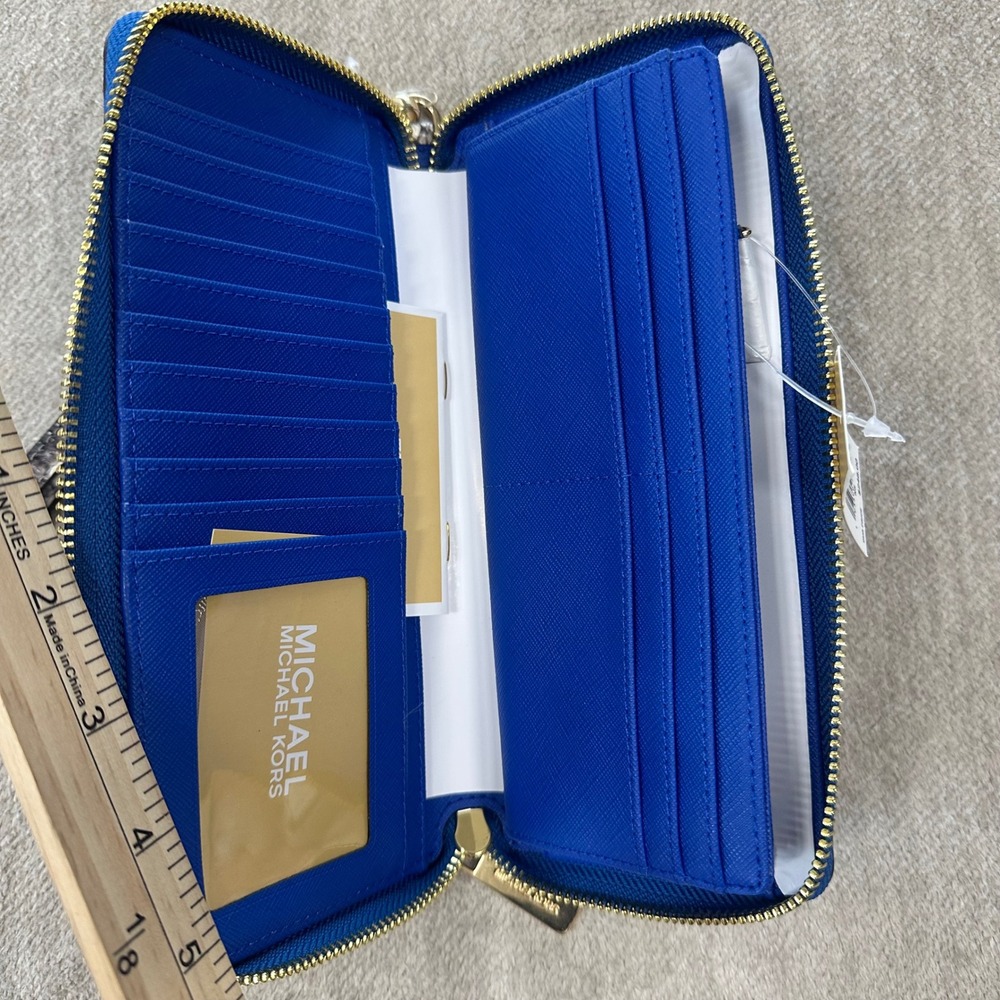 Michael Kors Snakeskin Embossed Bucket Bag and Wristlet Set Blue - Picture 12 of 14